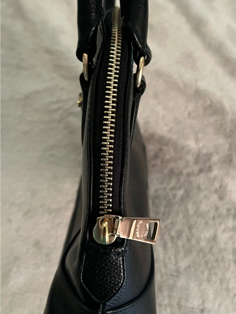 Coach Mini Cora Black Leather Dome Satchel with Gold Hardware